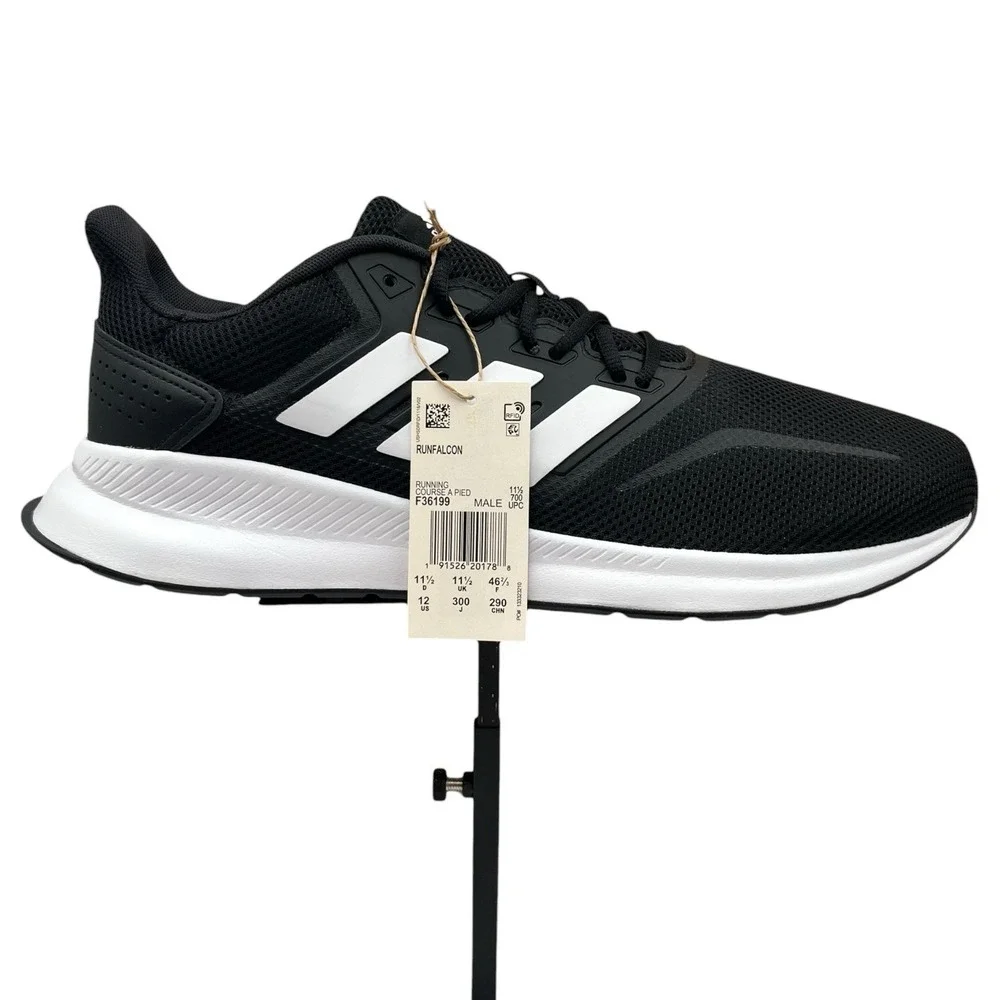 Adidas Men Runfalcon Athletic Running Shoe Size 12 Black White Comfort  Sneakers